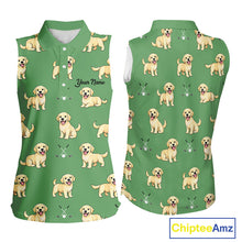 Load image into Gallery viewer, Womens Sleeveless Golf Polo Shirt Custom Funny Labrador Retriever Team Ladies Golf Top, Dog Lover Gift NHN0215