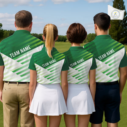 Green And White Mens Golf Polo Shirt Custom Name Golf Shirts For Team Personalized Golf Gifts NHN0097