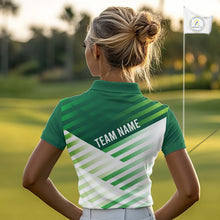 Load image into Gallery viewer, Green And White Womens Golf Polo Shirt Custom Name Golf Shirts For Team Personalized Golf Gifts NHN0097
