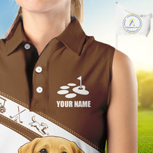 Load image into Gallery viewer, Golden Retriever Womens Sleeveless Golf Polo Shirt Custom Funny Dog Lover Ladies Golf Tops, Golf Gift NHN0229