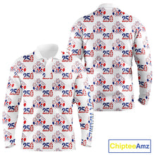 Load image into Gallery viewer, USA 250th Anniversary Long Sleeve Golf Polo Shirt Custom Golf Pattern Team Patriotic American Golf Top NHN0231