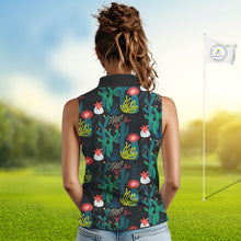 Load image into Gallery viewer, Funny Desert Cactus Pattern Womens Sleeveless Golf Polo Shirts Custom Cactus Golf Shirt For Ladies NHN0186