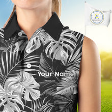 Load image into Gallery viewer, Womens Sleeveless Golf Polo Shirt Retro Floral Pattern Tropical Leaves Custom Team Golf Shirt NHN0190