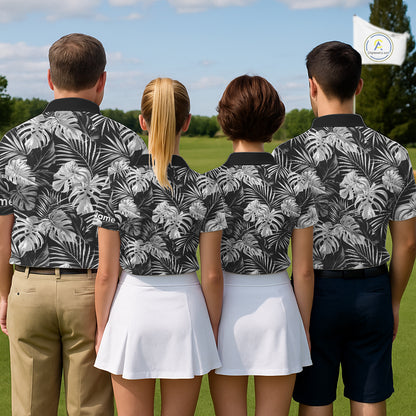 Womens Golf Polo Shirt Retro Floral Pattern Tropical Leaves Custom Team Golf Shirt, Golf Gifts NHN0190