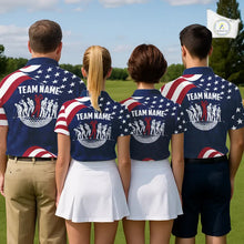 Load image into Gallery viewer, Funny Womens Golf Polo Shirt Custom Name American Flag Polo Shirt, 250 Years Of Freedom Patriotic Gift NHN0173