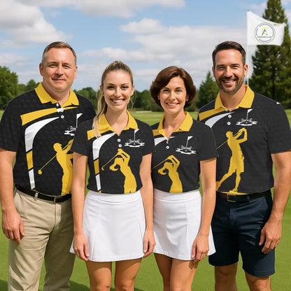 Black And Yellow Golf Ball Mens Golf Polo Shirts Custom Golf Outfits Men Golf Gifts For Men NHN0042