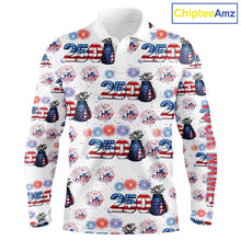 Load image into Gallery viewer, America 250th Anniversary Long Sleeve Golf Polo Shirt, Patriotic USA Golf Shirt, Independence Gift NHN0233