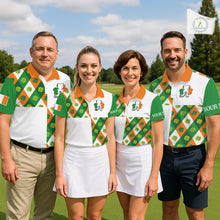 Load image into Gallery viewer, Argyle Womens Golf Polo Shirts Custom Ireland Flag St Patricks Day Green Clovers Plaid Golf Tops NHN0141