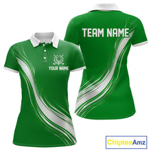 Load image into Gallery viewer, Green And White Womens Golf Polo Shirt Custom Name Golf Shirts For Team Personalized Golf Gifts NHN0095