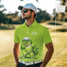 Load image into Gallery viewer, Funny Alligator Golf Polo Shirt For Men Custom Name Green Mens Golf Apparel Funny Golf Gifts NHN0104