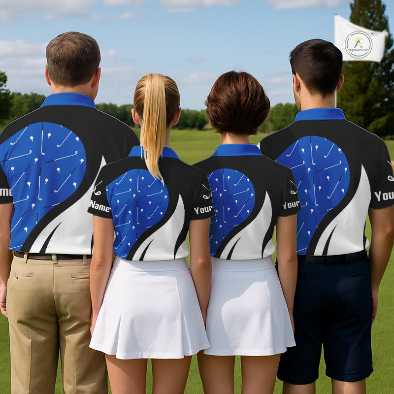 Blue And White Womens Golf Polo Shirt Custom Black Golf Shirts For Ladies, Golf Gifts Apparel NHN0109