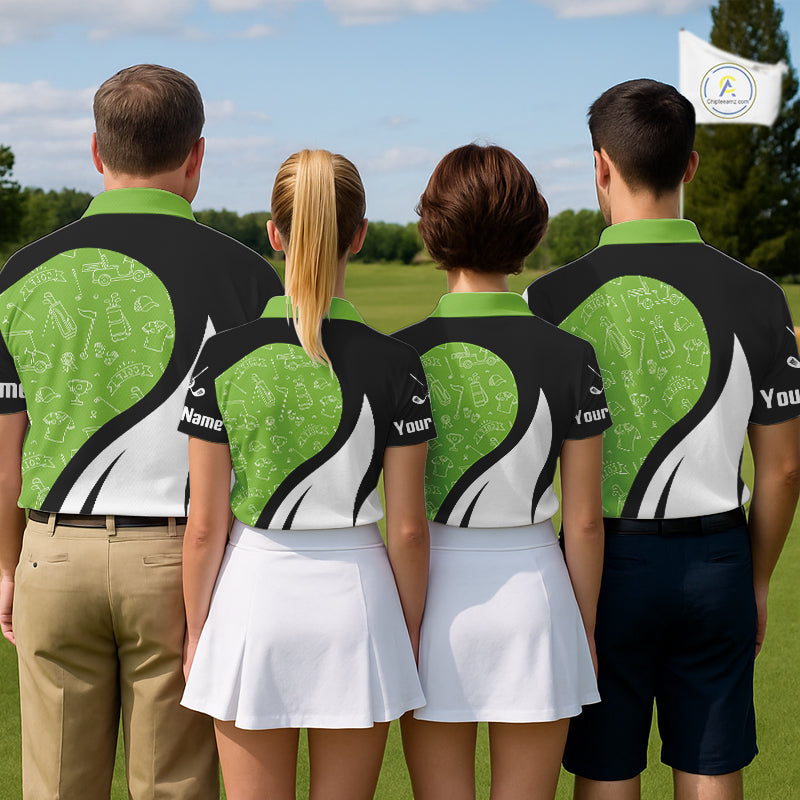 Green And White Mens Golf Polo Shirt Custom Black Golf Shirts For Men, Golf Gifts Apparel NHN0110