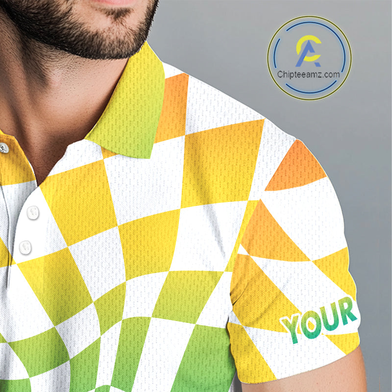 Mens Golf Polo Shirt Custom Colorful Checkerboard Argyle Pattern Golf Shirts For Men NHN0127