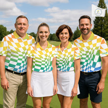 Load image into Gallery viewer, Womens Golf Polo Shirt Custom Colorful Checkerboard Argyle Pattern Golf Shirts For Ladies NHN0127