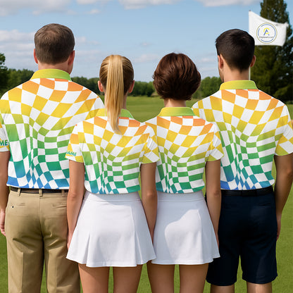 Womens Golf Polo Shirt Custom Colorful Checkerboard Argyle Pattern Golf Shirts For Ladies NHN0127