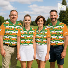 Load image into Gallery viewer, Womens Golf Polos Shirts Custom Green Clover St Patricks Day Pattern Ireland Flag Golf Shirt For Ladies NHN0138