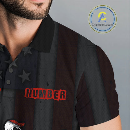 Mens Disc Golf Polo Shirt Custom Name Vintage American Flag Disc Golf Basket Patriotic Golf Shirts  NHN0029