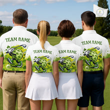 Load image into Gallery viewer, Womens Golf Polo Shirt Custom Gofl Ball Green Clover St Patricks Day Plaid Pattern Golf Tops NHN0161