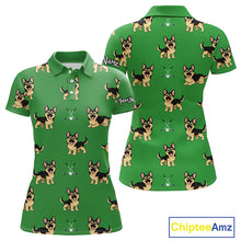 Load image into Gallery viewer, Funny German Shepherd Womens Golf Polo Shirt Custom Green Team Ladies Golf Tops, Dog Lover Gift NHN0213