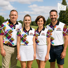 Load image into Gallery viewer, Rainbow Womens Golf Polo Shirt Leopard Print Pattern Custom Team Ladies Golf Top, Golf Gift NHN0228