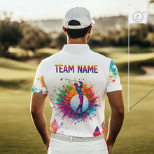 Load image into Gallery viewer, Watercolor Argyle Pattern Golf Polo Shirts Custom White Golf Clubs Golf Shirts For Men Golf Gifts NHN0006