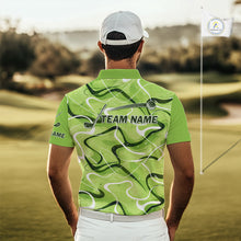 Load image into Gallery viewer, Green And White Mens Golf Polo Shirts Custom Green Camo Golf Tops For Men, Personalized Golf Gifts NHN0111