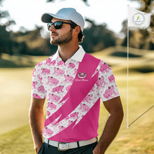 Load image into Gallery viewer, Funny Mens Golf Polo Shirts Custom Pink Frog Pattern Golf Attire For Men Personalized Golfer Gifts NHN0136