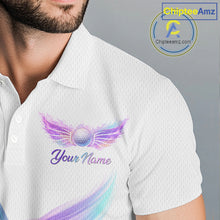 Load image into Gallery viewer, Mens Golf Polo Shirt Violet Square Plaid Pattern Custom Golf Ball Golf Tops For Men NHN0204