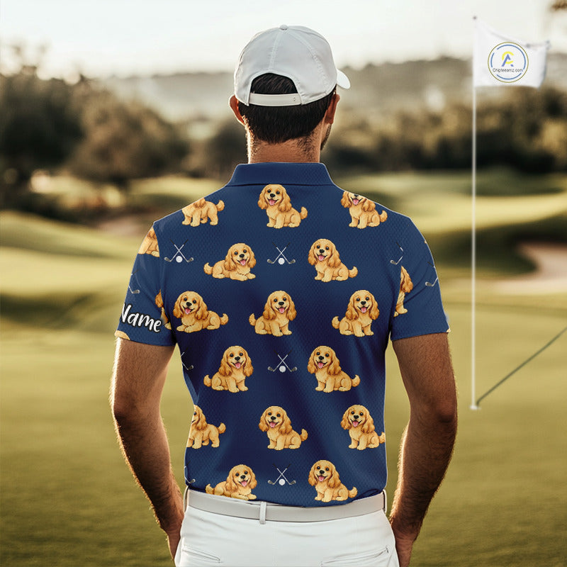 Mens Golf Polo Shirt Custom Funny Cocker Spaniel Team Mens Golf Tops, Dog Lover Gift NHN0210