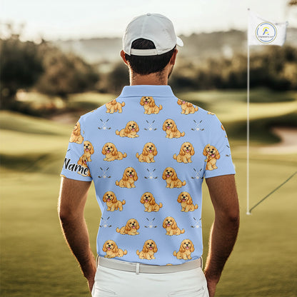 Funny Cocker Spaniel Mens Golf Polo Shirt Custom Blue Pattern Team Mens Golf Tops, Dog Lover Gift Nhn0210