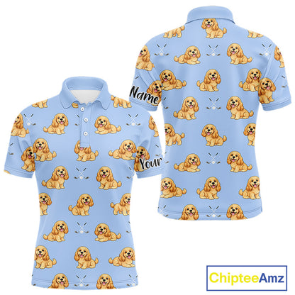 Funny Cocker Spaniel Mens Golf Polo Shirt Custom Blue Pattern Team Mens Golf Tops, Dog Lover Gift Nhn0210