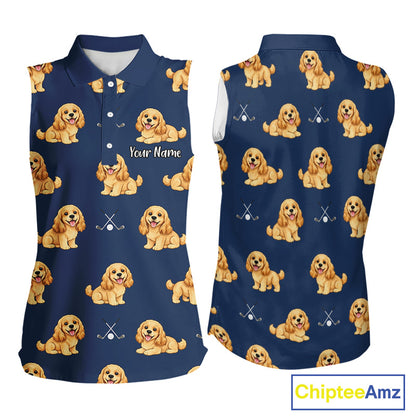 Womens Sleeveless Golf Polo Shirt Custom Funny Cocker Spaniel Team Ladies Golf Tops, Dog Lover Gift NHN0210