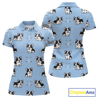 Womens Golf Polo Shirt Custom Funny French Bulldog Team Ladies Golf Tops, Dog Lover Gift NHN0212