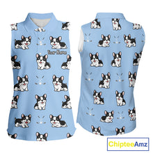 Load image into Gallery viewer, Womens Sleeveless Golf Polo Shirt Custom Funny French Bulldog Team Ladies Golf Tops, Dog Lover Gift NHN0212