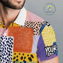Load image into Gallery viewer, Funny Plaid Mens Golf Polo Shirt Custom Colorful Leopard Square Pattern Team Golf Tops, Golf Gifts NHN0218