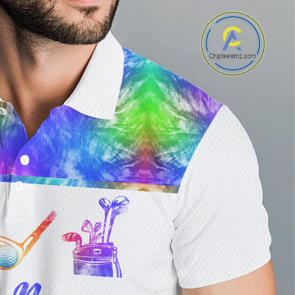 Funny Tie Dye Frog Pattern Mens Golf Polo Shirts Custom Watercolor Golf Attire For Men, Golf Gifts NHN0135