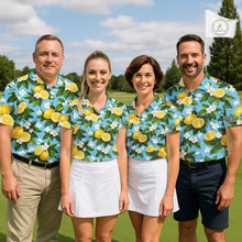 Load image into Gallery viewer, Funny Womens Golf Polo Shirts Custom Blue Lemon Tree Pattern Golf Top For Ladies, Golf Gifts NHN0142