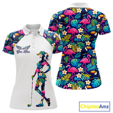 Load image into Gallery viewer, Womens Golf Polo Shirt Custom Toucan Tropical Pattern, Flamingo Golf Shirts For Ladies NHN0099