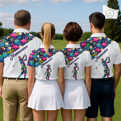 Funny Mens Golf Polo Shirt Custom Toucan Tropical Pattern, Flamingo Golf Shirts For Men NHN0192