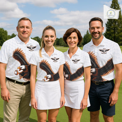Womens Golf Polo Shirt Custom Eagle Golf Shirts Personalized Golf Clubs White Team Golf Top NHN0082