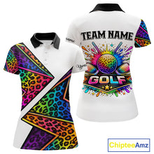 Load image into Gallery viewer, Rainbow Womens Golf Polo Shirt Leopard Print Pattern Custom Team Ladies Golf Tops, Golf Gifts NHN0226