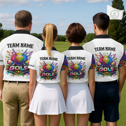 Rainbow Womens Golf Polo Shirt Leopard Print Pattern Custom Team Ladies Golf Tops, Golf Gifts NHN0226