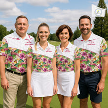 Load image into Gallery viewer, Funny Flamingo Mens Golf Polo Shirt Floral Tropical Custom Pink Golf Shirts Golfer Gift Apparel NHN0107