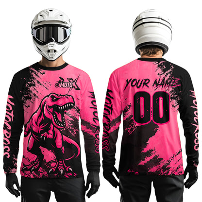 Pink Dinosaur Motocross Jersey Dirt Bike Shirts for Men Kid Women Racing Jersey XM417
