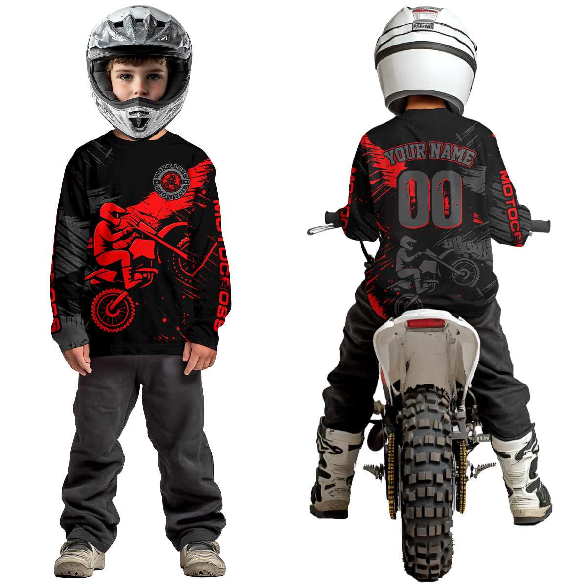 Custom Red Motocross Racing Jersey for Kid Women Men Personalized Dirt Bike Shirts XM425