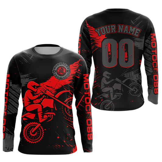 Custom Red Motocross Racing Jersey for Kid Women Men Personalized Dirt Bike Shirts XM425
