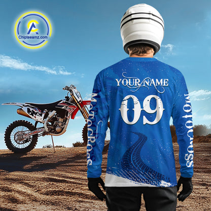 Blue Motocross Jersey Men Women Kid Custom Dirt Bike Shirts Motorcycle Riding Shirt XM432