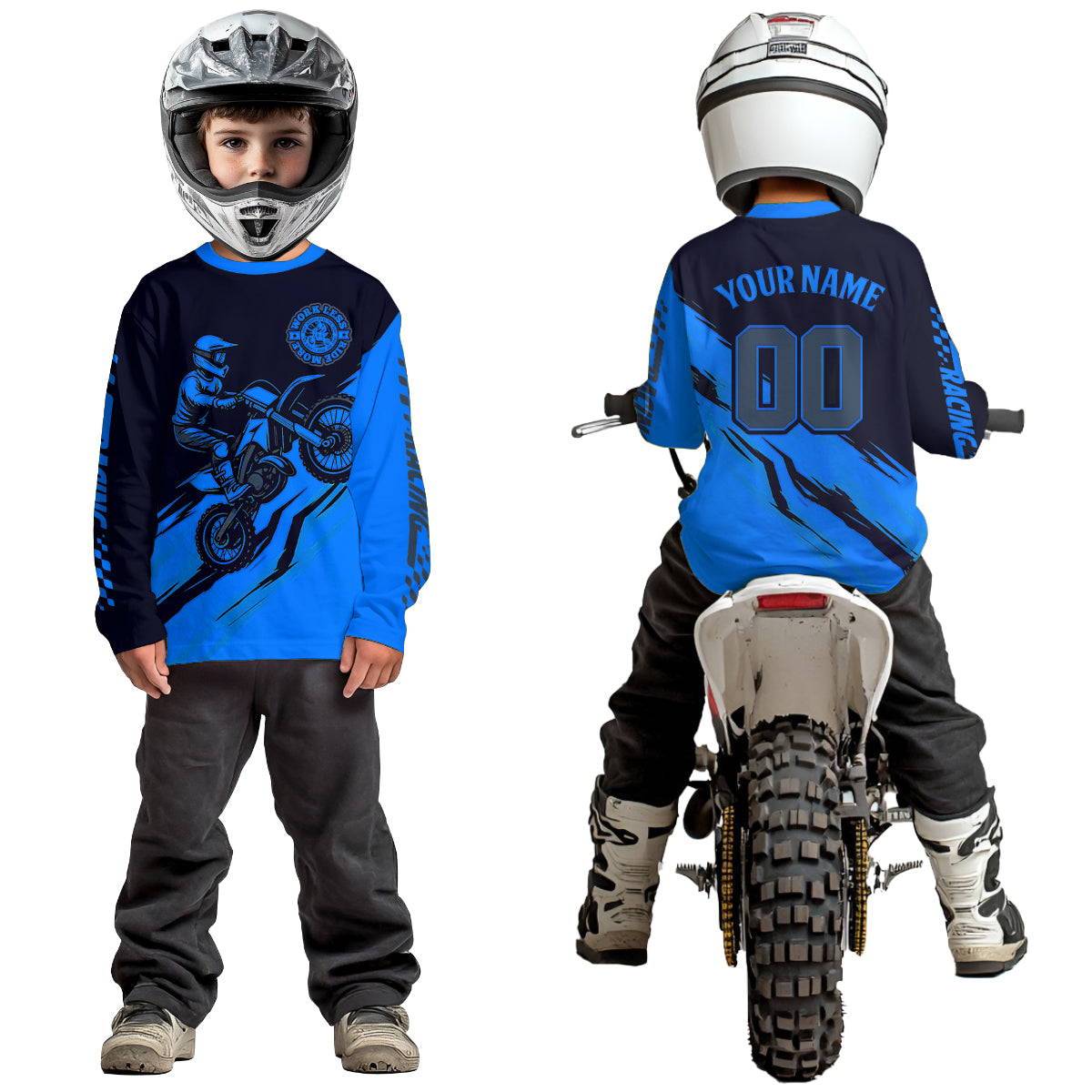 Blue Motocross Jersey Custom for Men Women Kid Dirt Bike Shirts Motorcycle Shirt XM434