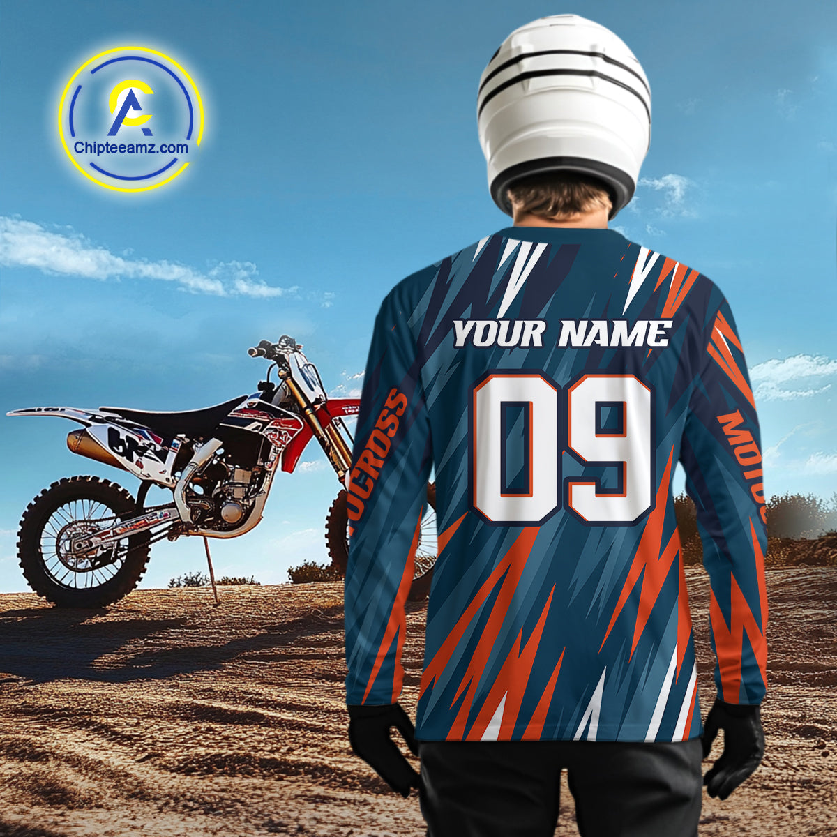 Orange and Blue Motocross Jersey for Men Women Kid Dirt Bike Motorcycle Racing Shirt XM452