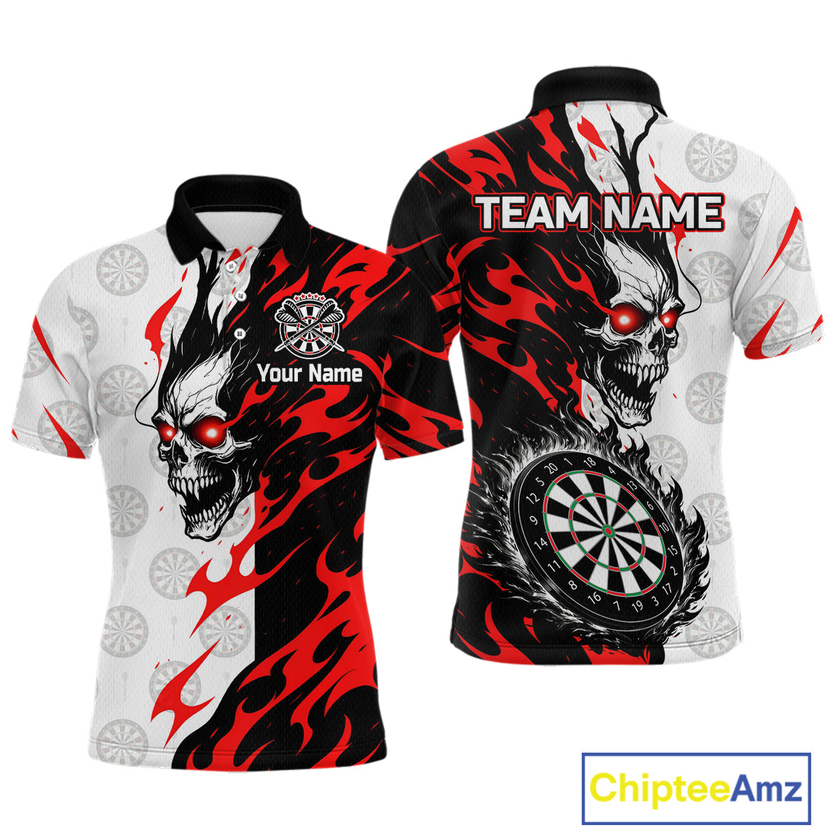 Custom Black Red Skull Darts Shirt for Men Darts Team Jerseys Dartboard Shirt Dart League NNT265